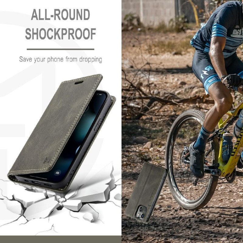 AUTSPACE A01 Retro lompakkokotelo iPhone 13 Mini - Ruskea