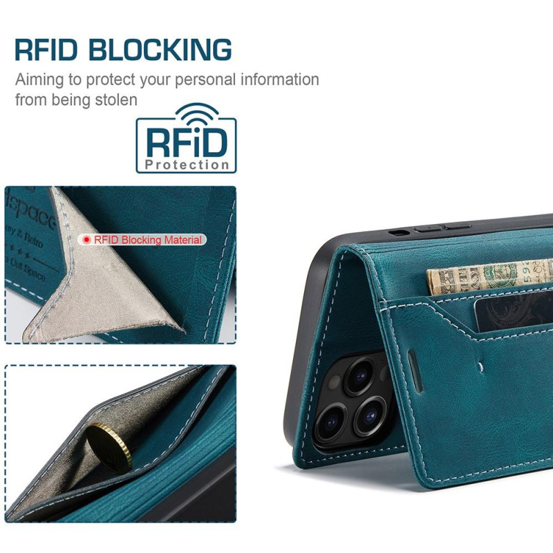 AUTSPACE A01 Retro Wallet Case for iPhone 13 Pro Max - Blue