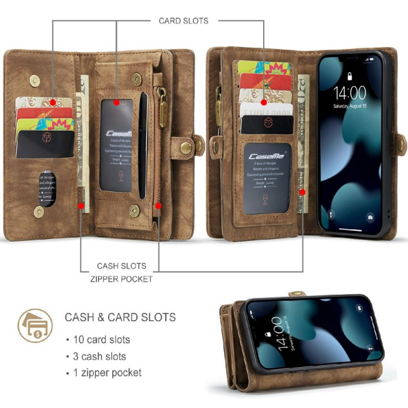 CASEME iPhone 13 Mini 2 - in - 1 Wallet Phone Shell - Brown