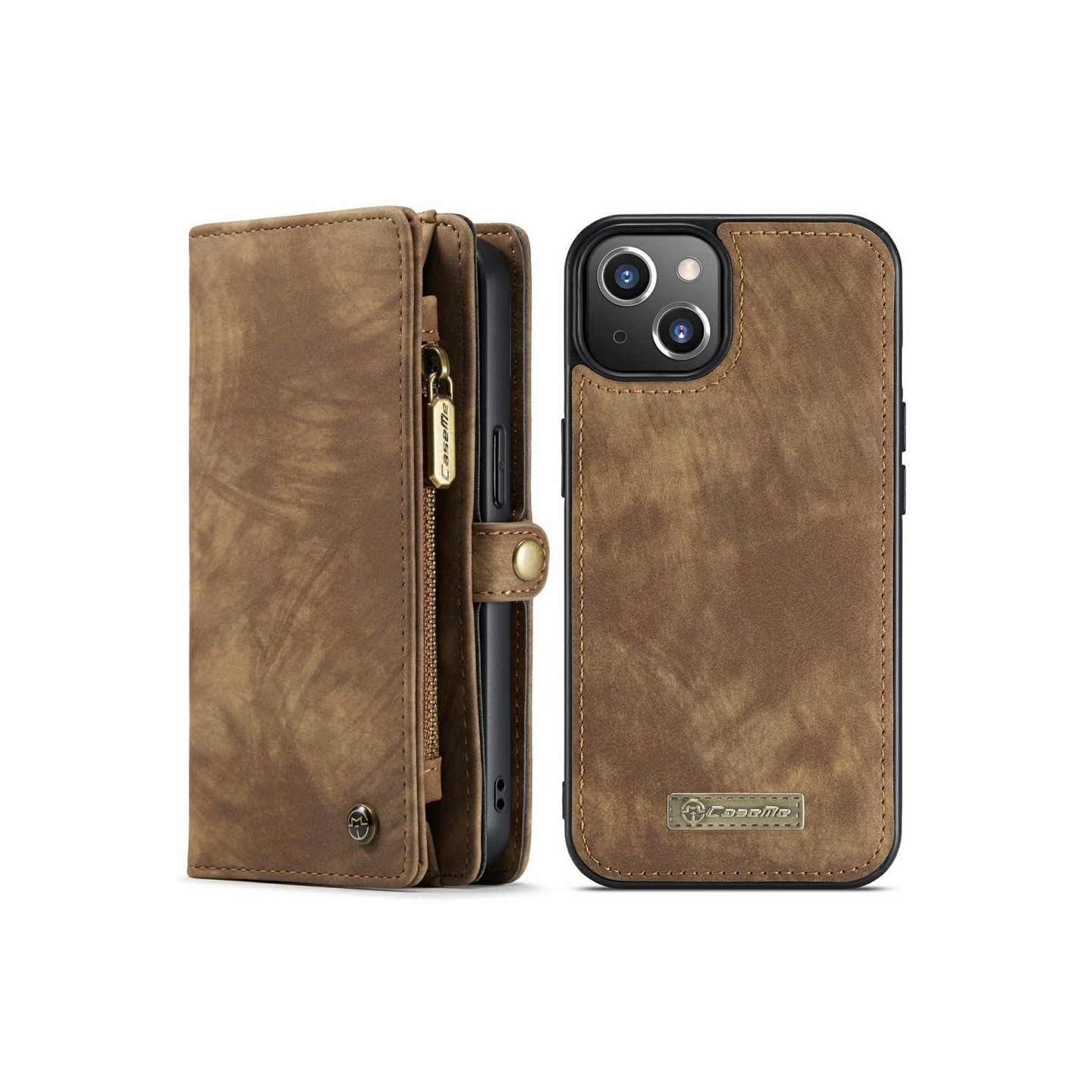 CASEME iPhone 13 Retro Lommebok - deksel - Brun