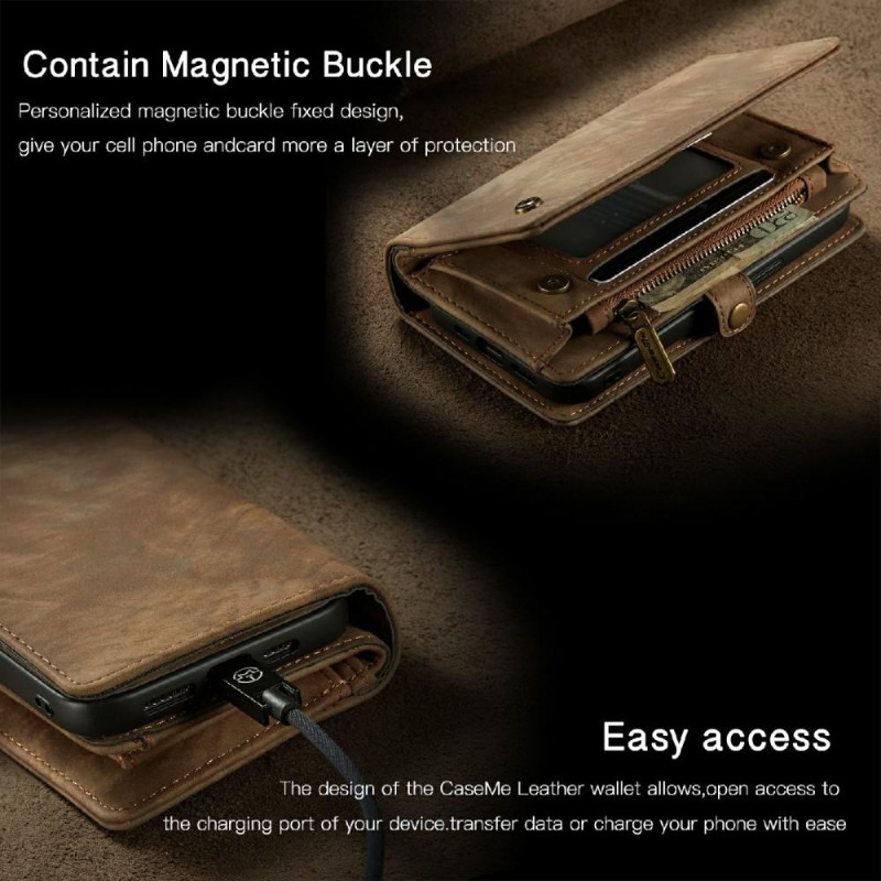 CASEME iPhone 13 Retro Lommebok - cover - Brun