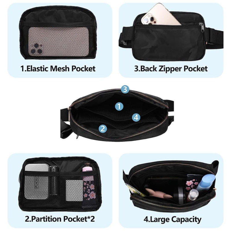 Brystmidjeveske Sport Casual Crossbody Bag - Svart Camouflage