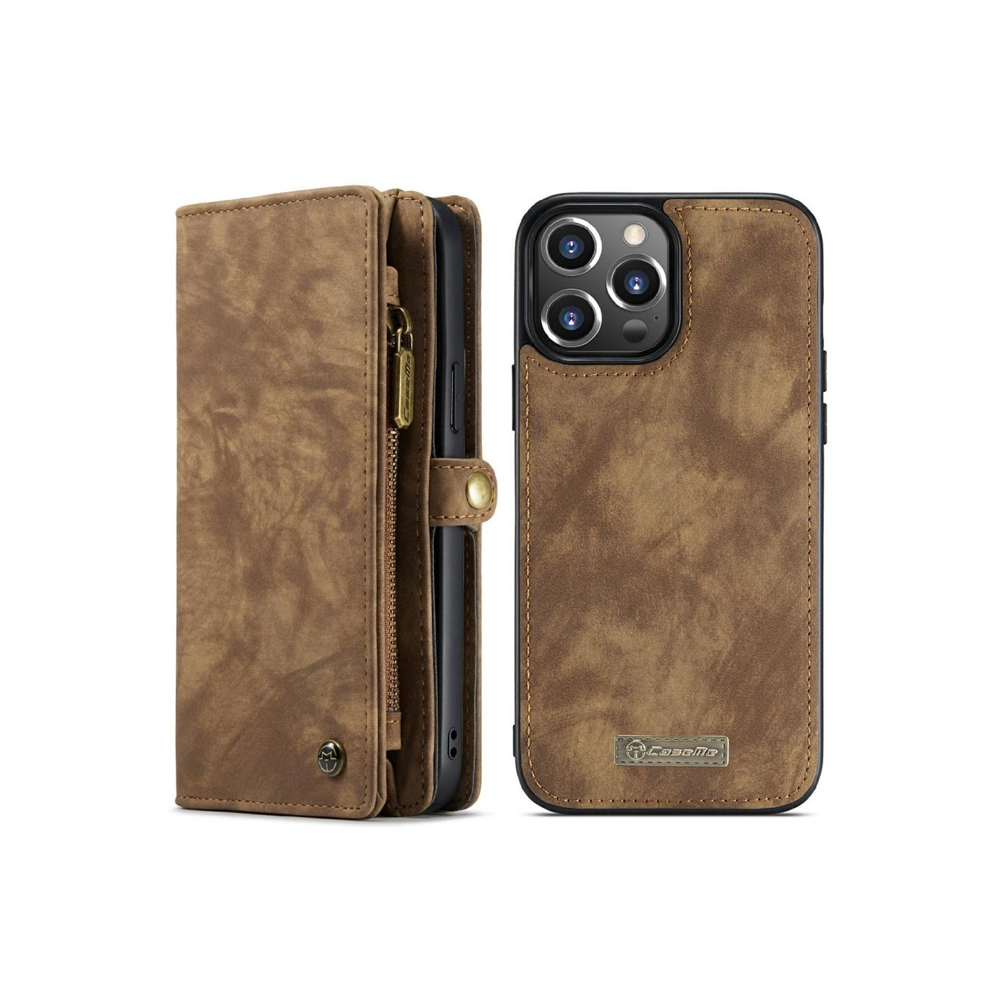 CASEME iPhone 13 Pro Retro Lommebok - cover - Brun