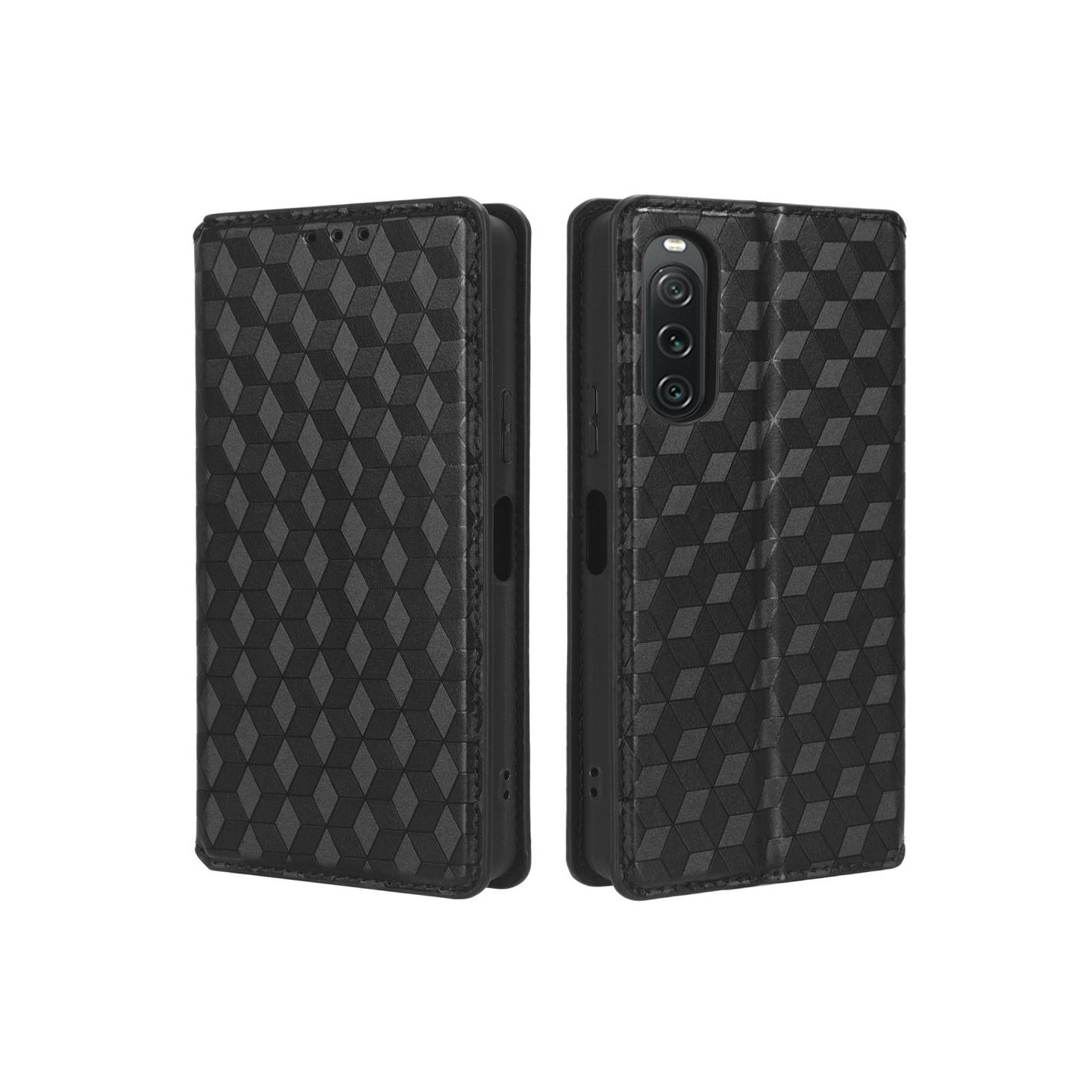 Lommebok - deksel Rhombus til Sony Xperia 10 V - Svart
