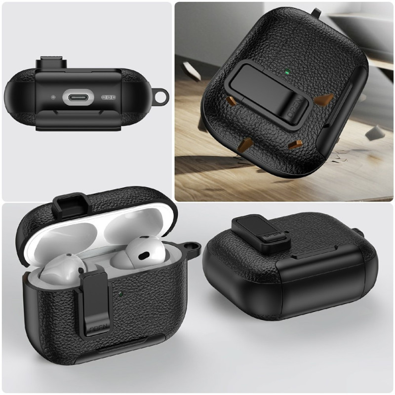For AirPods Pro 3 beskyttelsesdeksel med stativ etui med lås og karabinkrok