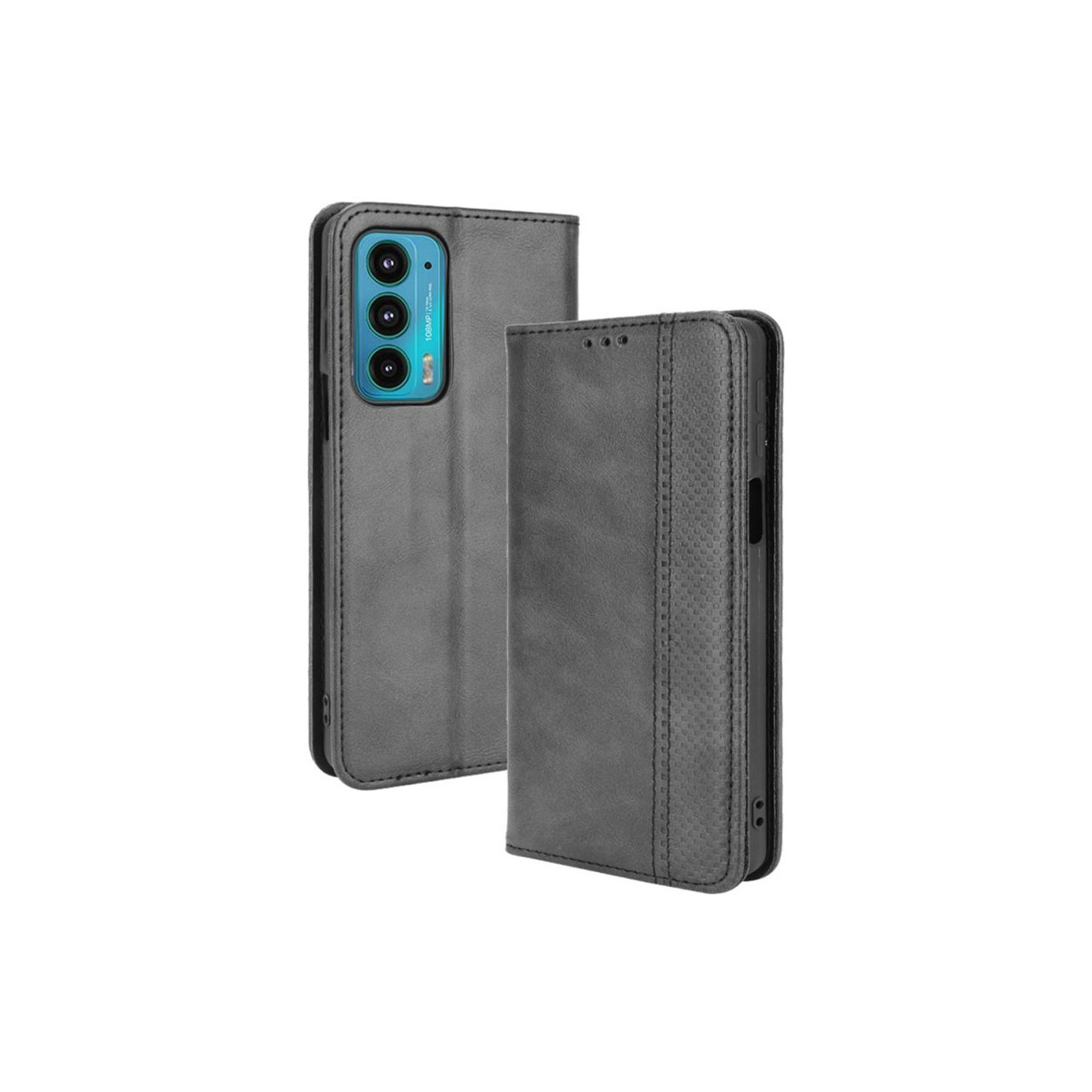 Wallet Stand Flip Telefontaske til Motorola Edge 20 - Sort