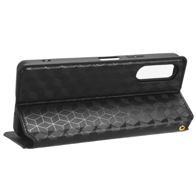 Rhombus Wallet Case for Sony Xperia 10 V - Black