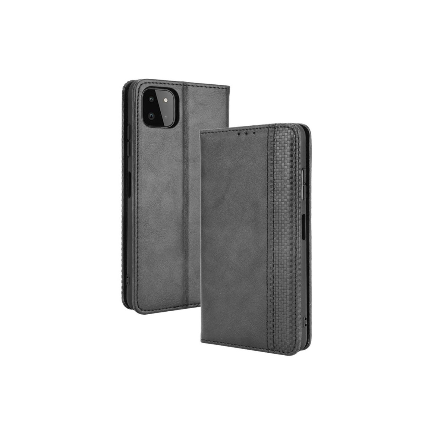 Samsung Galaxy A22 5G Wallet Stand Flip Phone Case - Black