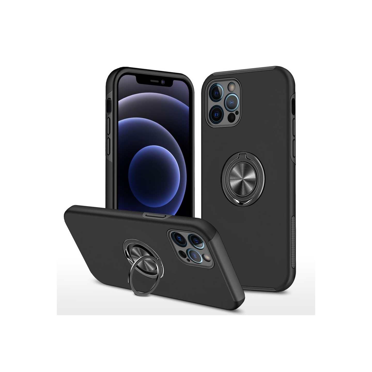 iPhone 13 Hybrid Deksel Med Fingerring - Svart