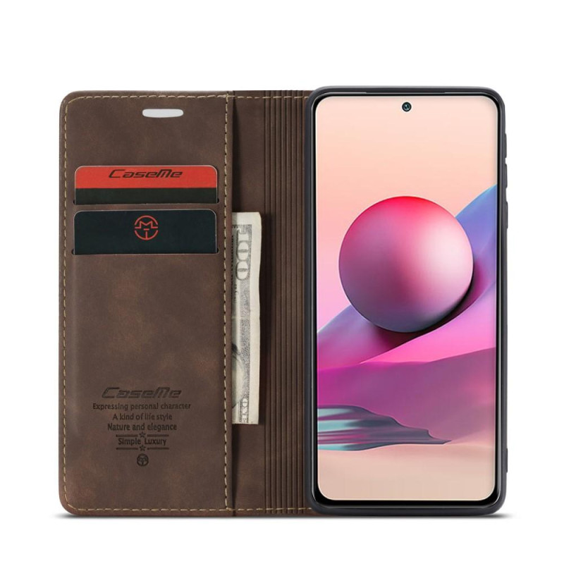 CASEME Retro tegnebog taske til Xiaomi Redmi Note 10 4G/Note 10S - Kaffe