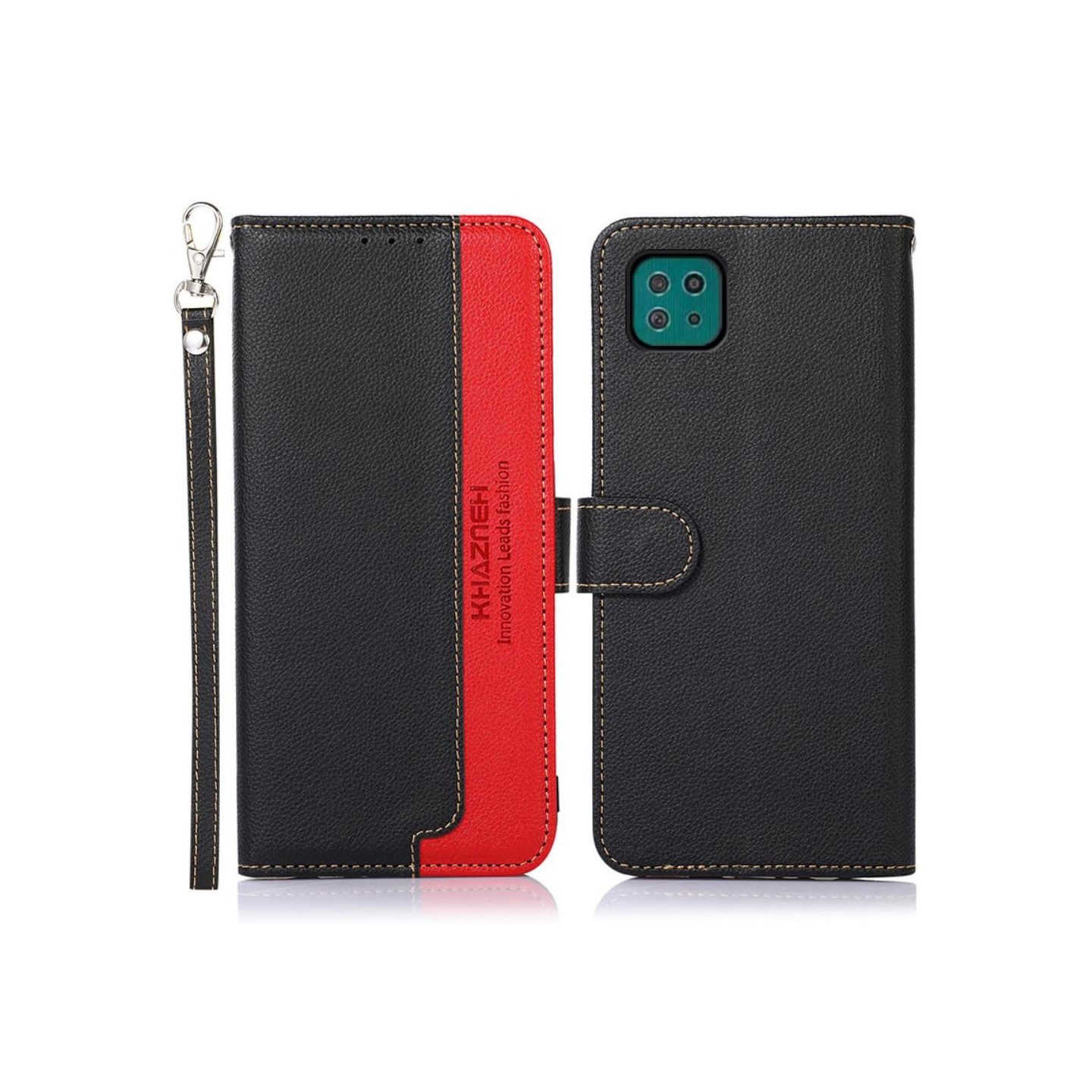 KHAZNEH Phone Cover for Samsung Galaxy A22 5G - Black & Red