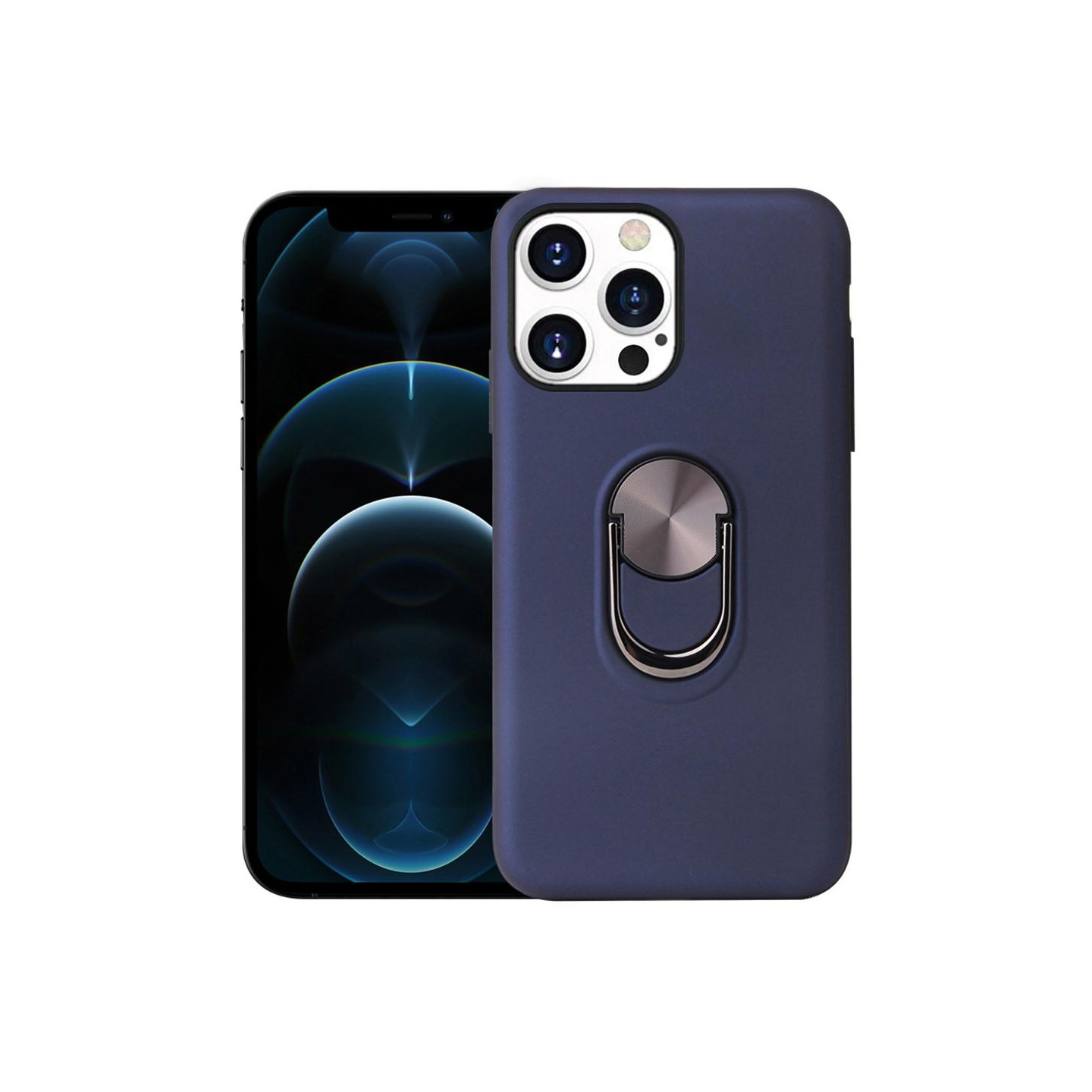 iPhone 13 Pro Finger Ring TPU Hybrid Suojakuori Kickstand - Sininen