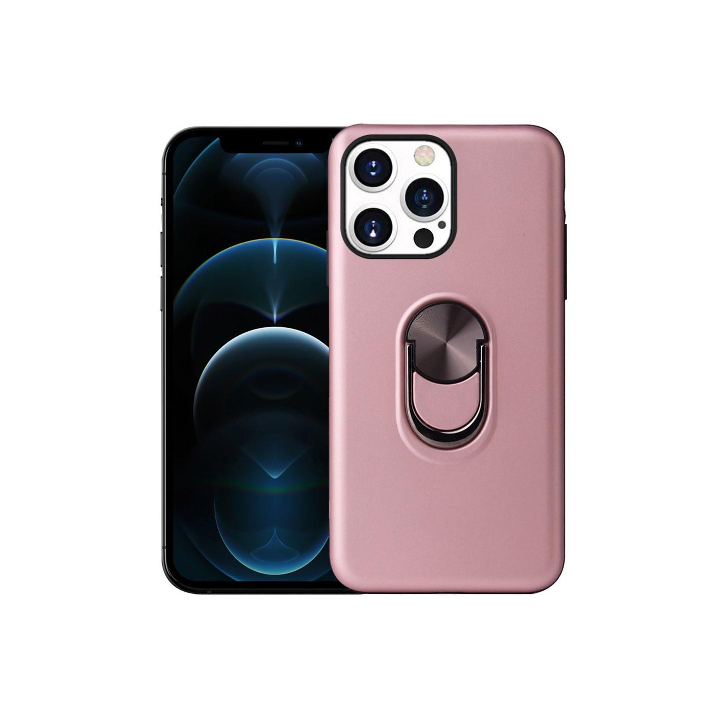 iPhone 13 Pro Hybrid Cover Med Fingerring - Rose Guld