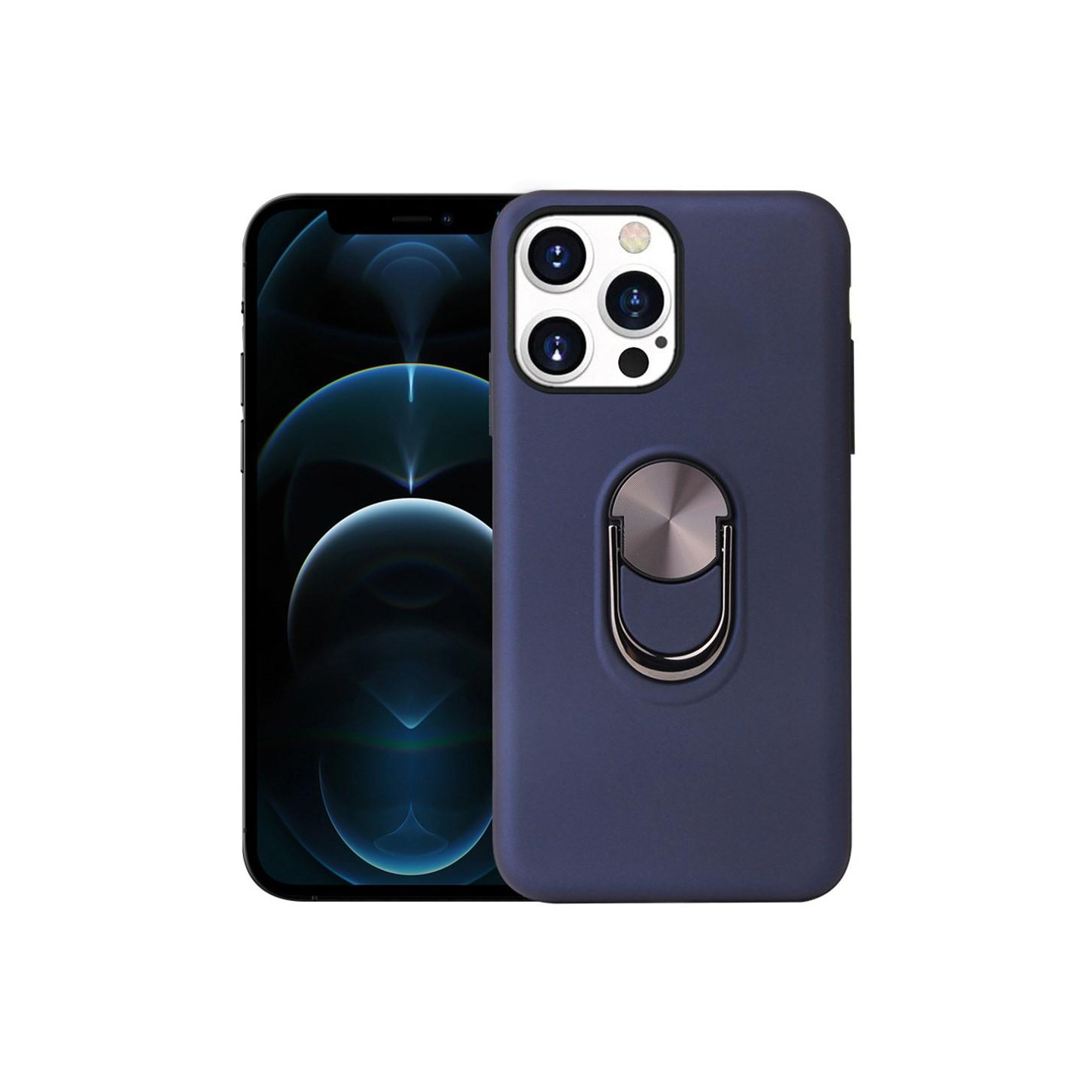 iPhone 13 Pro Max Finger Ring TPU Hybrid Case Kickstand - Blue