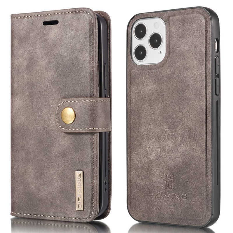 DG.MING For iPhone 13 Pro Stylish Wallet Case - Coffee