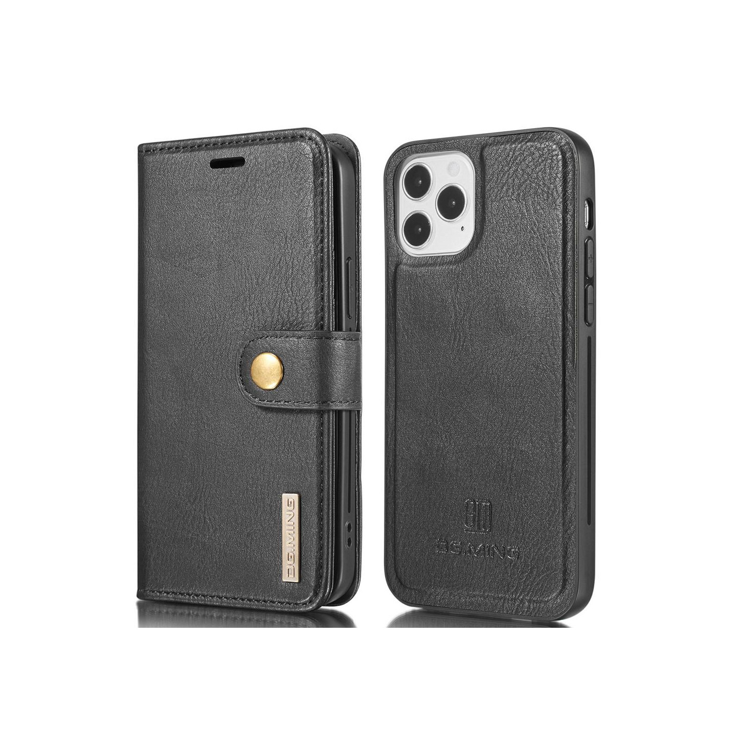 DG.MING For iPhone 13 Pro Stylish Wallet Case - Black