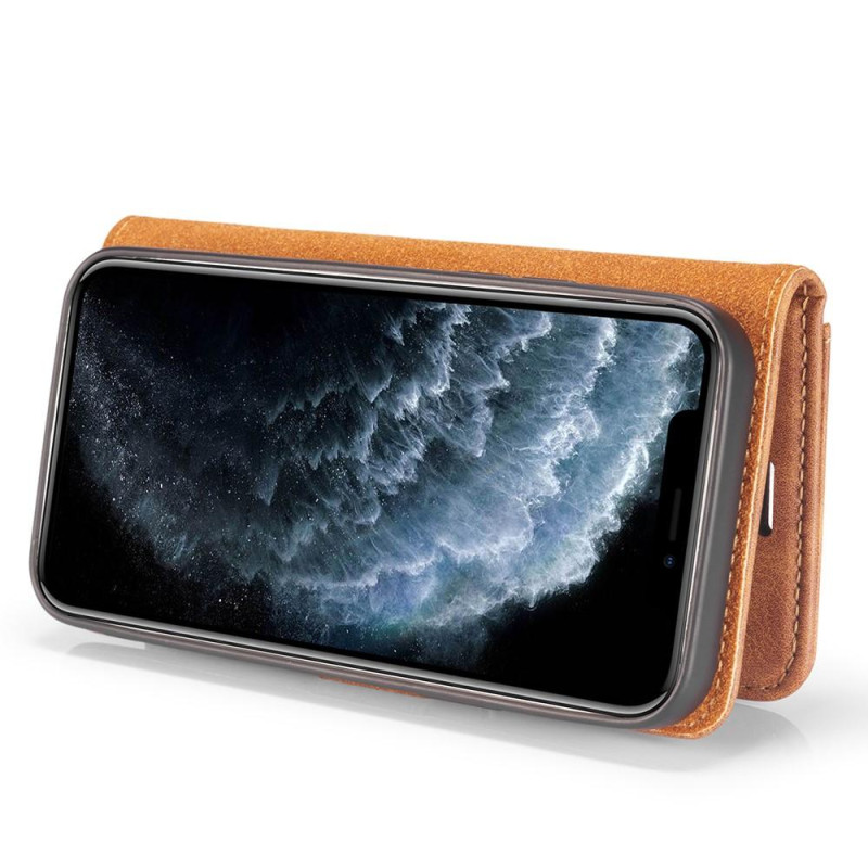 DG.MING For iPhone 13 Pro Stylish Wallet Case - Brown