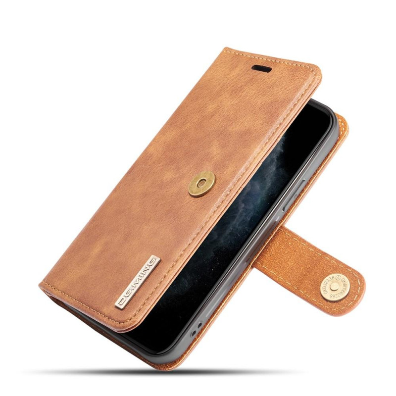 DG.MING For iPhone 13 Pro Stylish Wallet Case - Brown