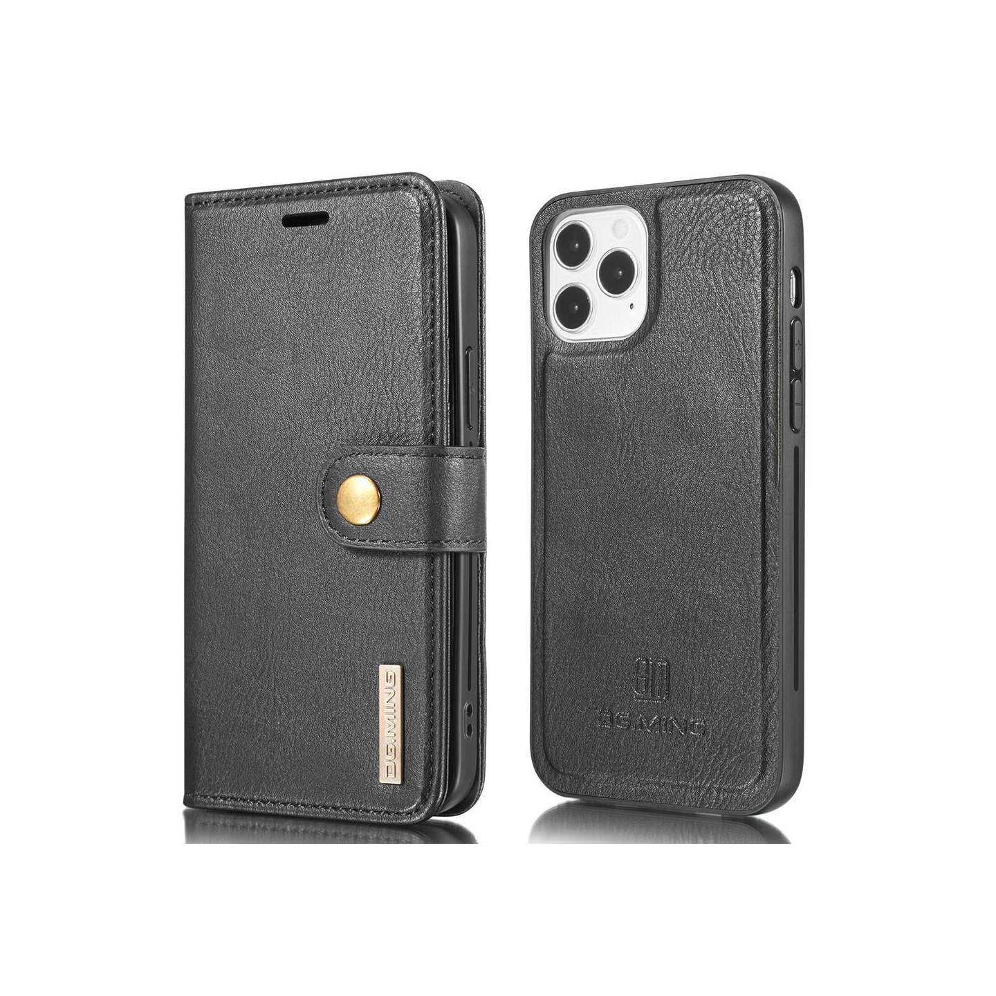 DG.MING For iPhone 13 Mini Stylish Wallet Case - Black