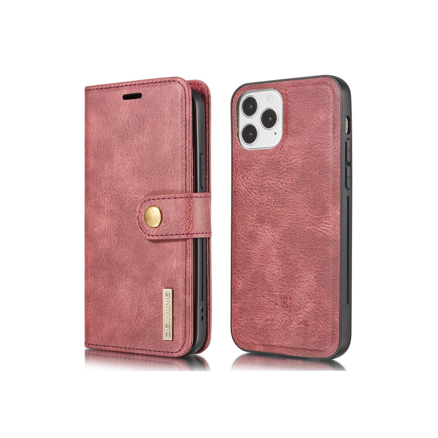 DG.MING For iPhone 13 Stylish Wallet Case - Red