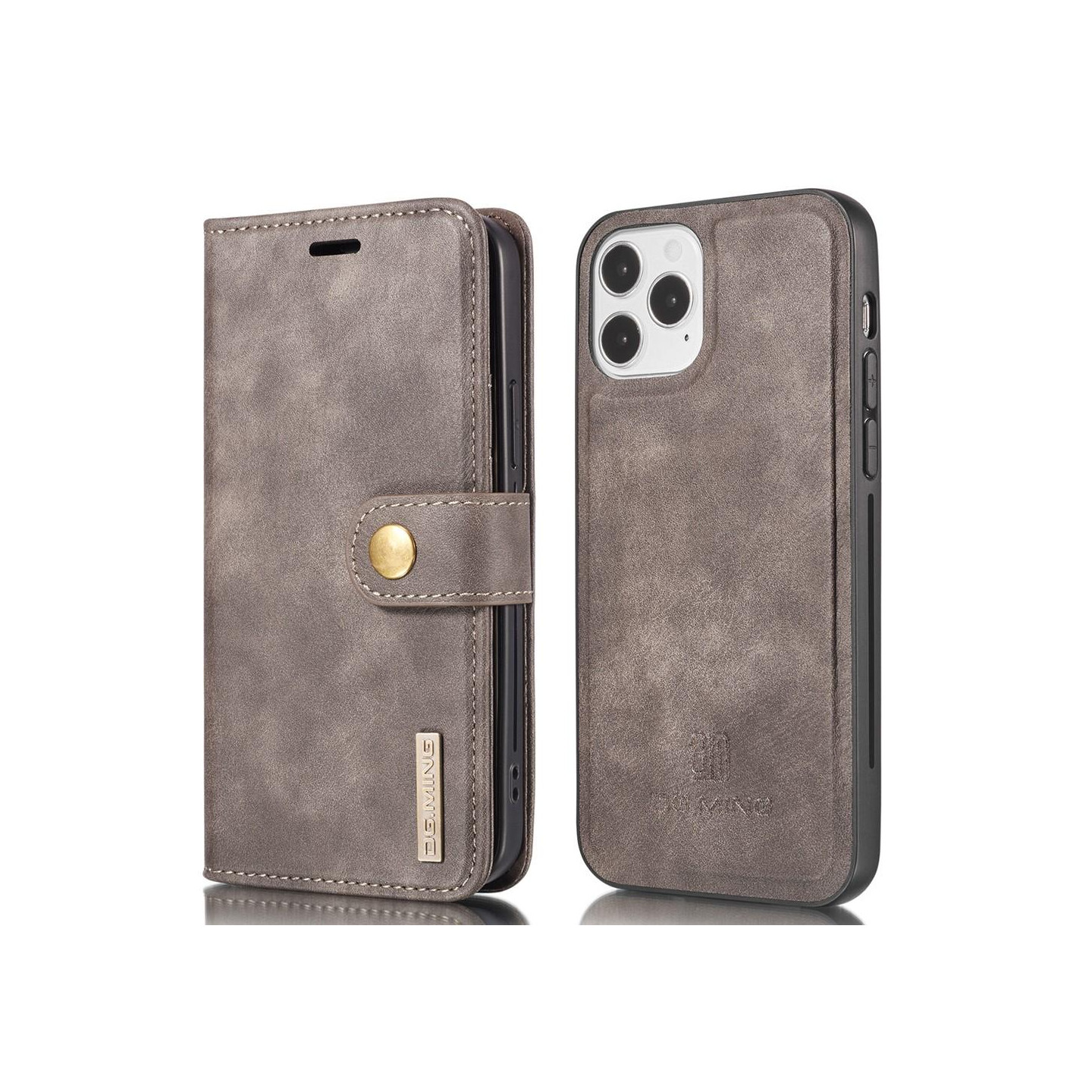 DG.MING For iPhone 13 Stylish Wallet Case - Coffee