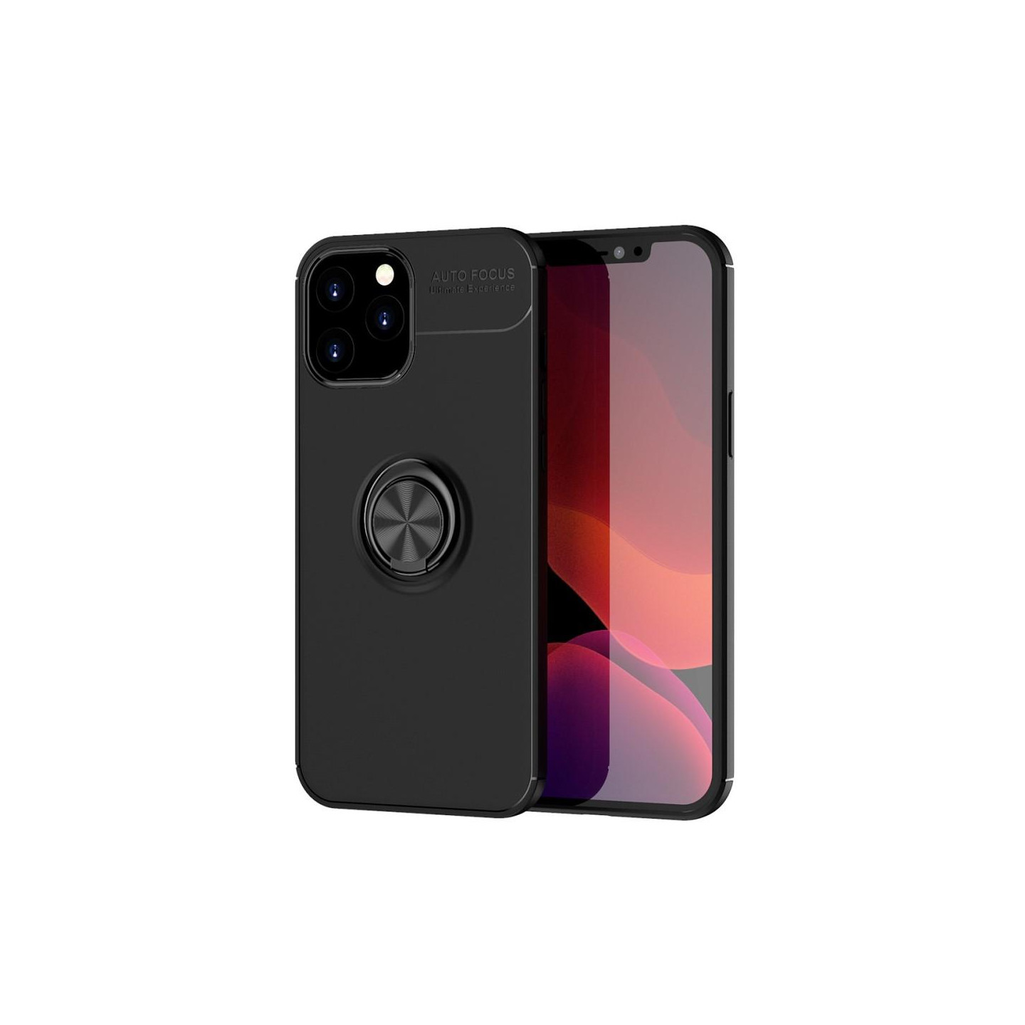 iPhone 12 Pro Max Deksel med Fingerring og Innebygd Plate - Svart