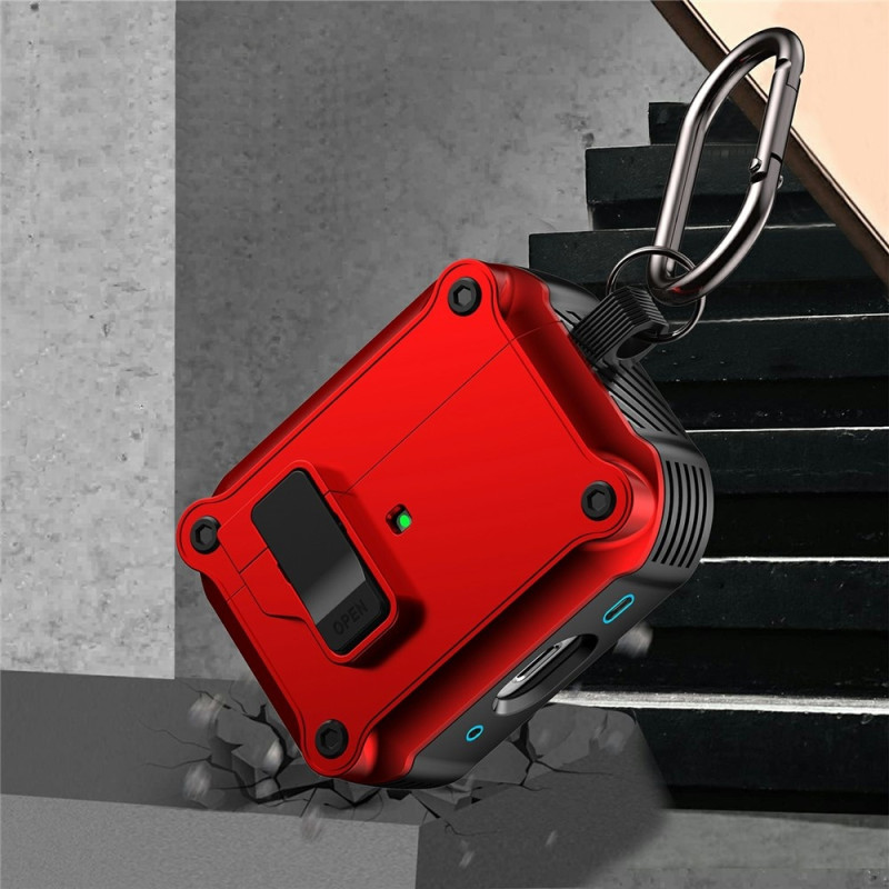 For AirPods Pro 3 Protective Case TPU + PC Shell with Hook / Carabiner - Army