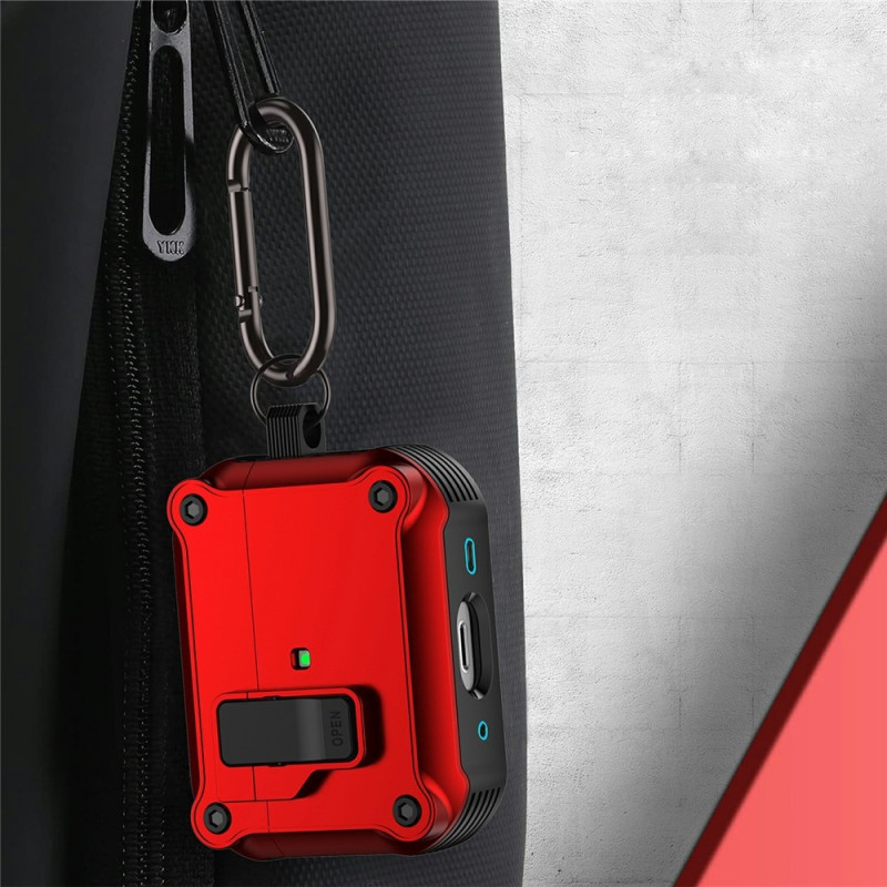 Til AirPods Pro 3 Beskyttende Etui TPU + PC Skal med Krog / Karabinhage - Army