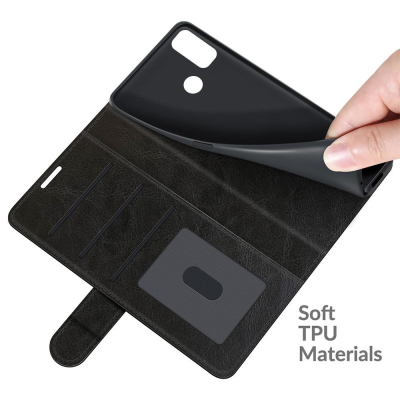 Crazy Horse Wallet Stand Leather Shell for Alcatel 1L (2021)