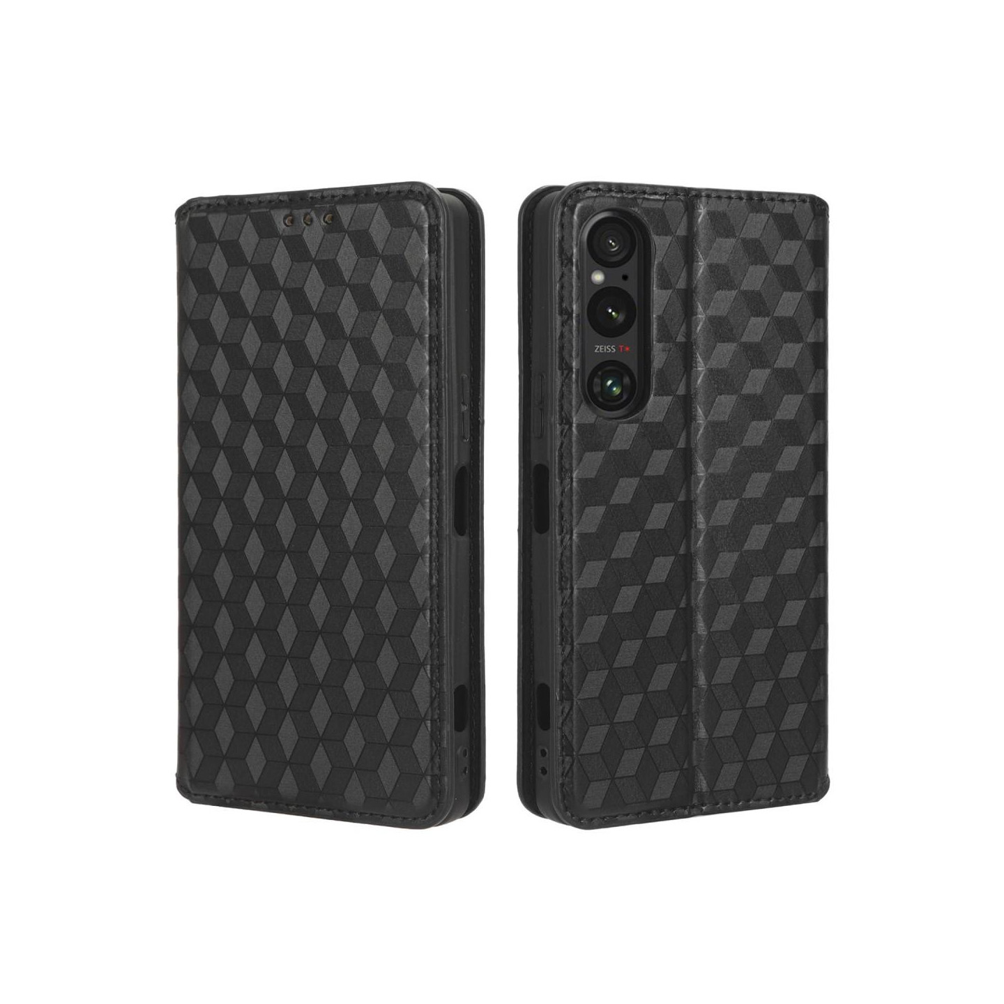Rhombus Wallet Case for Sony Xperia 1 V - Black