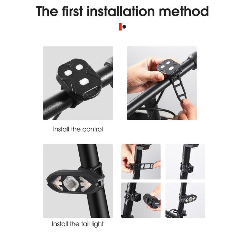 Rechargeable Bike Taillight Rear Lamp Remote Turn Signal Horn
