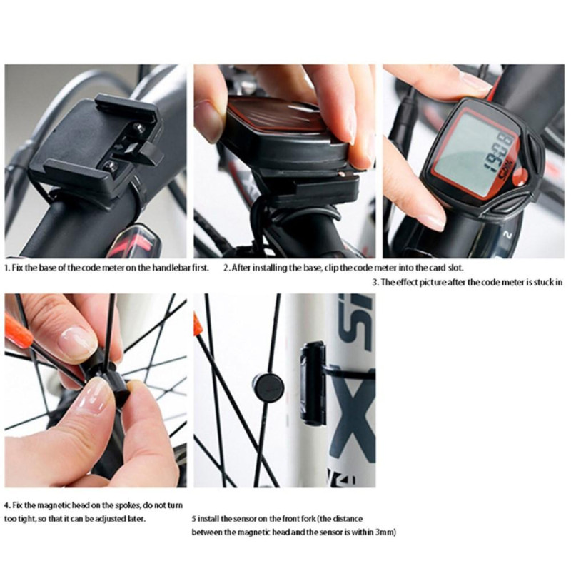 Bicycle Computer Odometer with 14 Functions Waterproof LCD Bike Speedometer