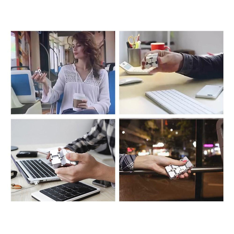 Fidget Spinner Infinite Cube Metal Stress Relief Flip Block - Sininen