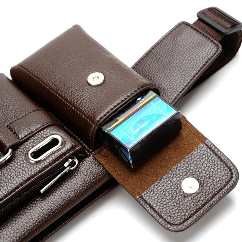 Crossbody Chest Bag Waist Fanny Pack with Headphone Hole - Brown