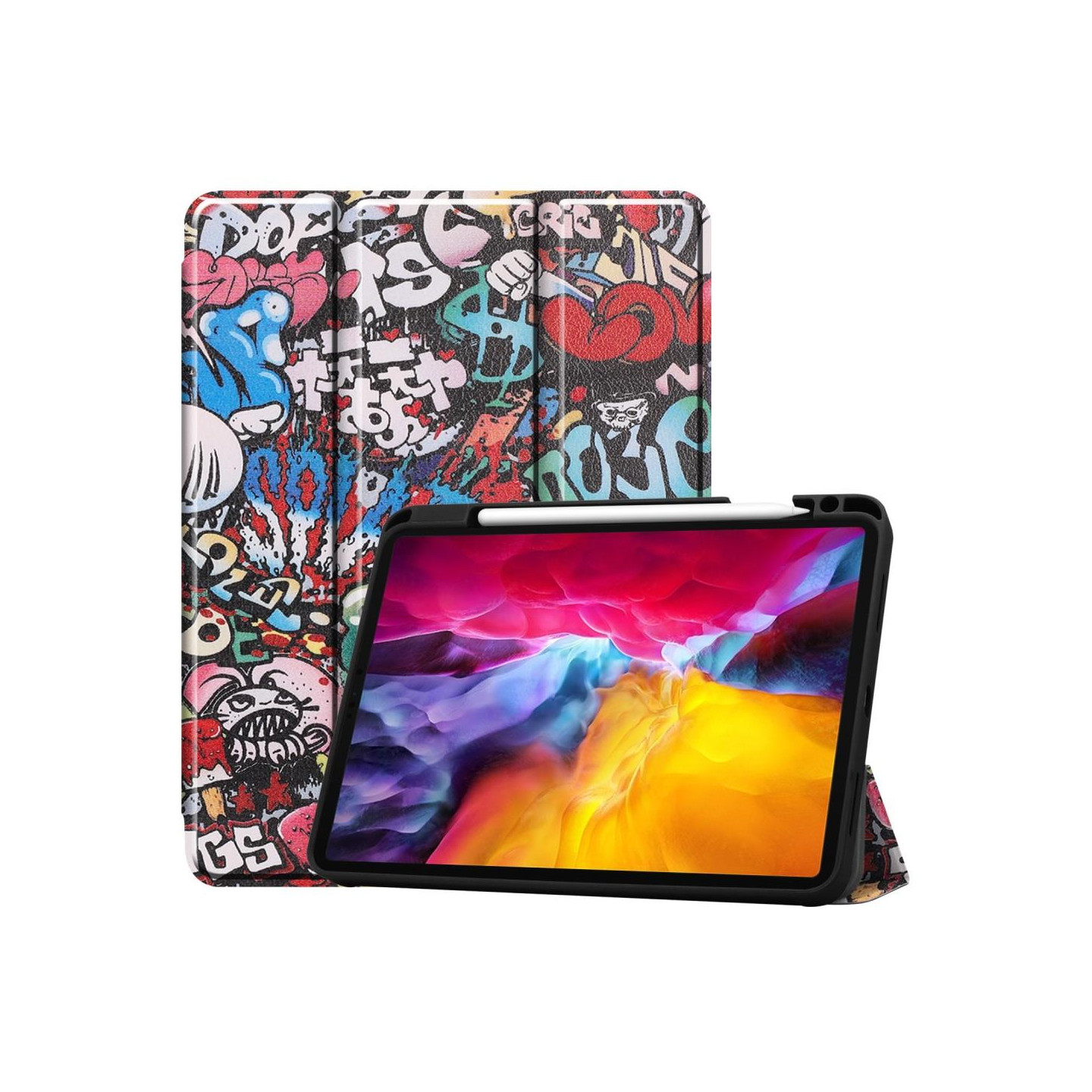 For iPad Pro 11 2021 Tri - fold Stand Tablet Case Cover - Graffiti