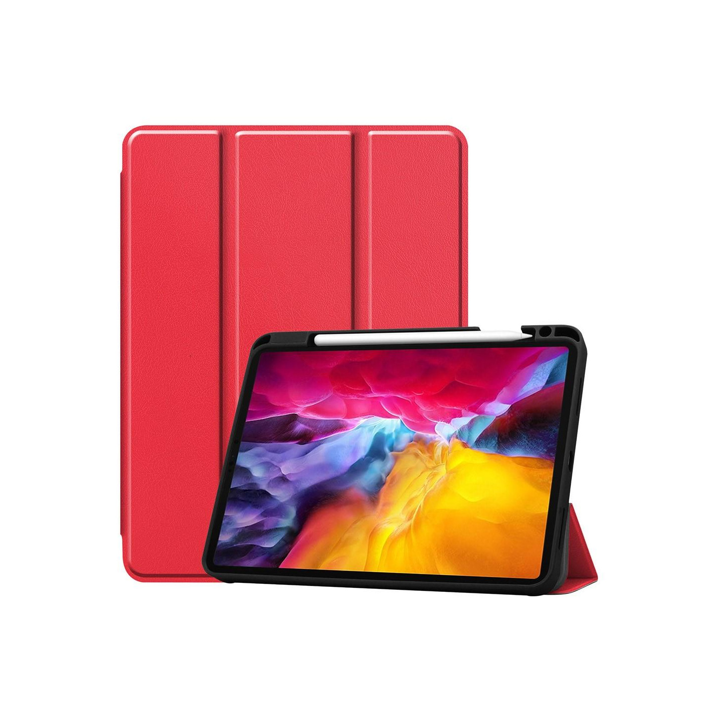 For iPad Pro 11 2021 Tri - fold Stand Tablet Suojakuori Kansi - Punainen
