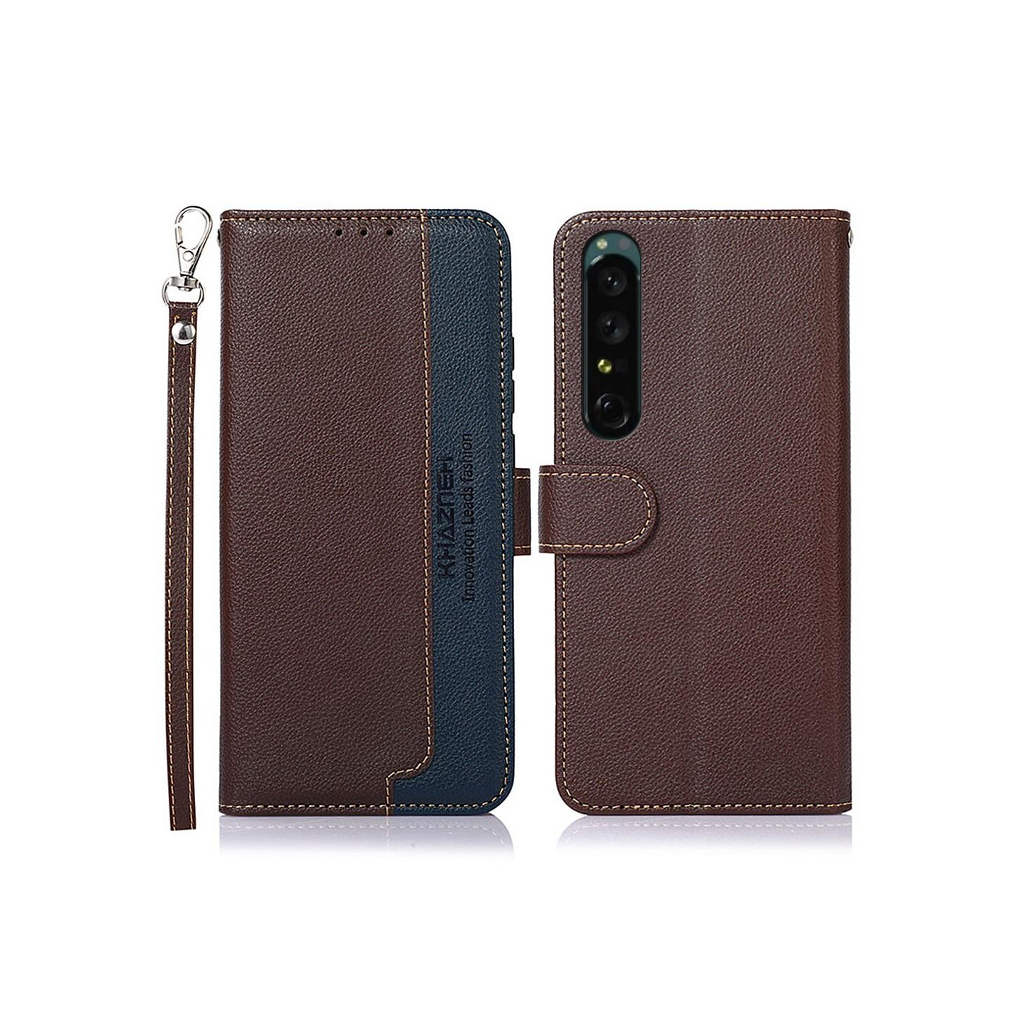 KHAZNEH Phone Cover for Sony Xperia 1 V - Brown/Blue