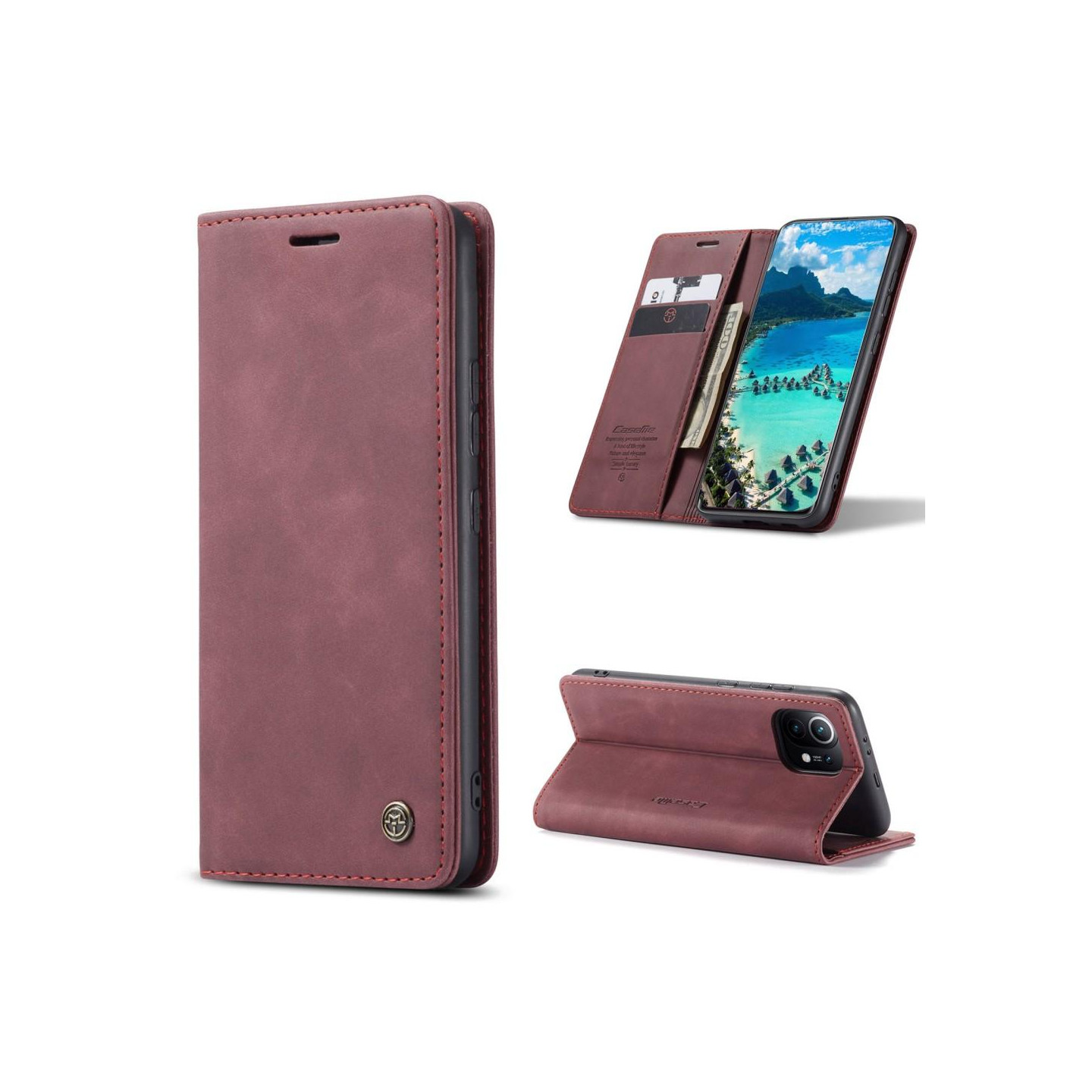 CASEME Lommebok - deksel Xiaomi Mi 11 - Burgund