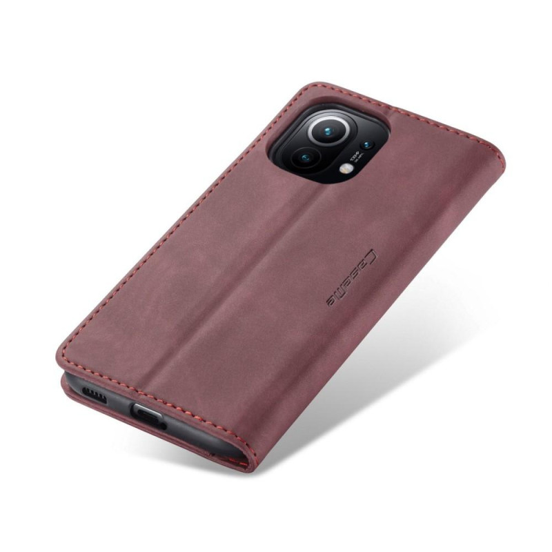 CASEME Retro Wallet Case for Xiaomi Mi 11 - Wine Red