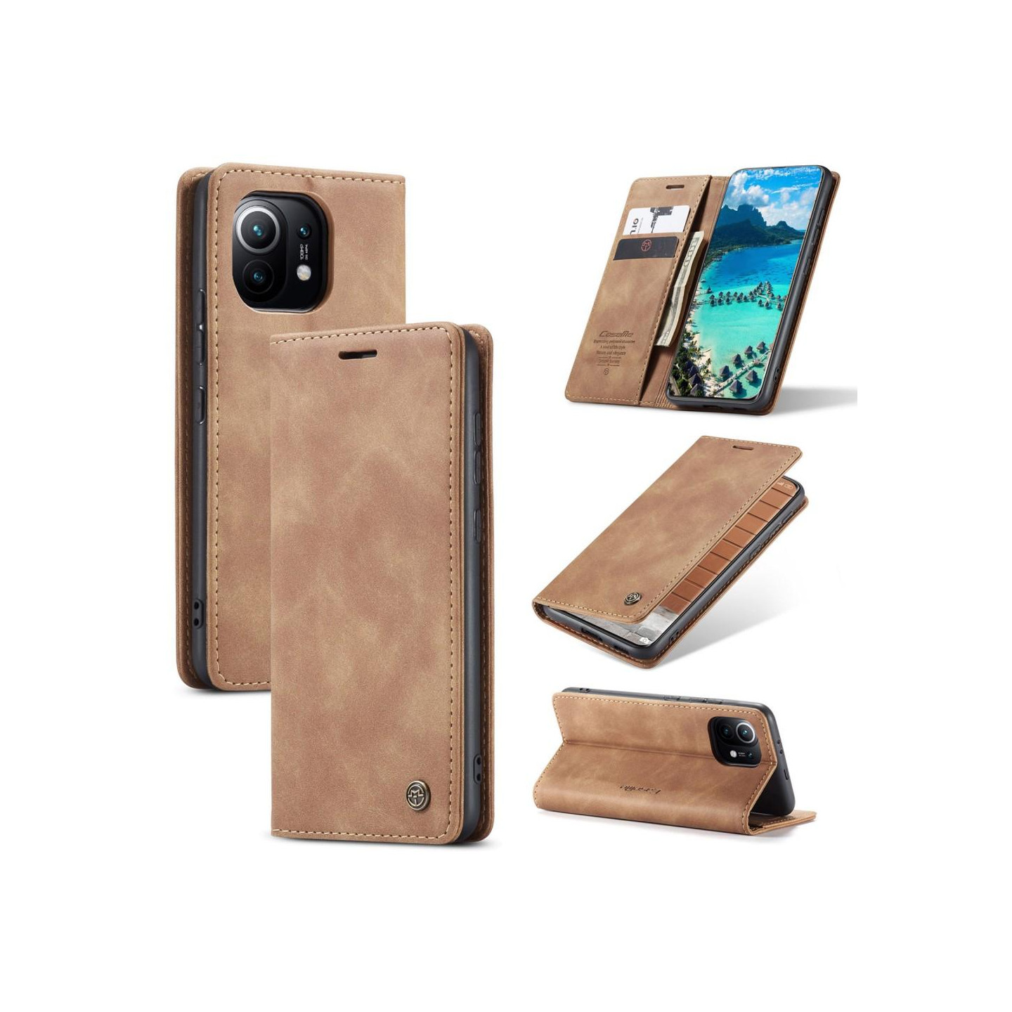 CASEME Retro Wallet Case for Xiaomi Mi 11 - Brown