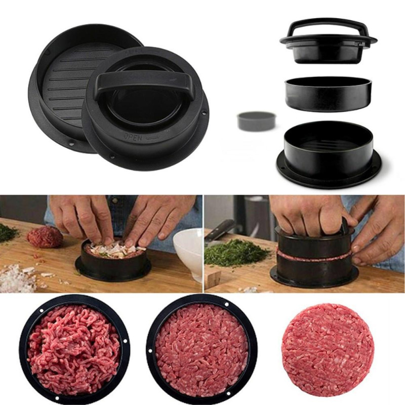 3 in 1 Stuffed Burger Hamburger Mold Maker Sliders Kitchen Supplies