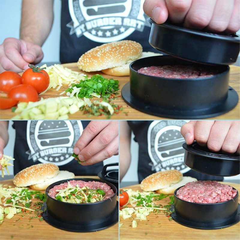 3 i 1 fyldte Burger Hamburger Mold Maker Sliders Køkkenudstyr