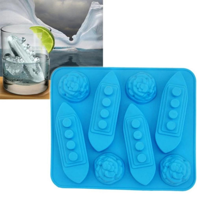 Ice Cube Maker Tray Mold Mould Creative Titanic Shaped Party Drink Wine - Blue