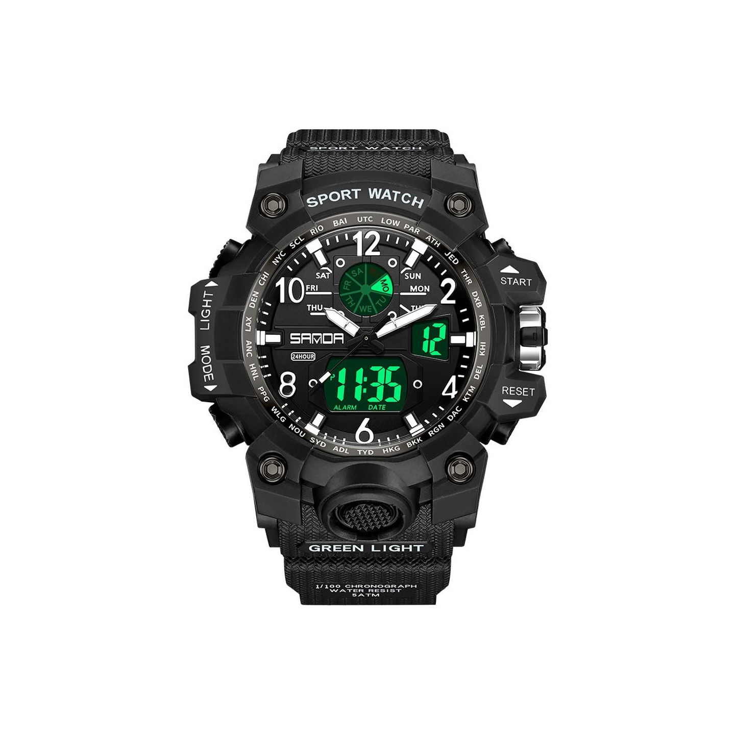 Luminous Display Sports Watch Alarm Clock Weekly Calendar
