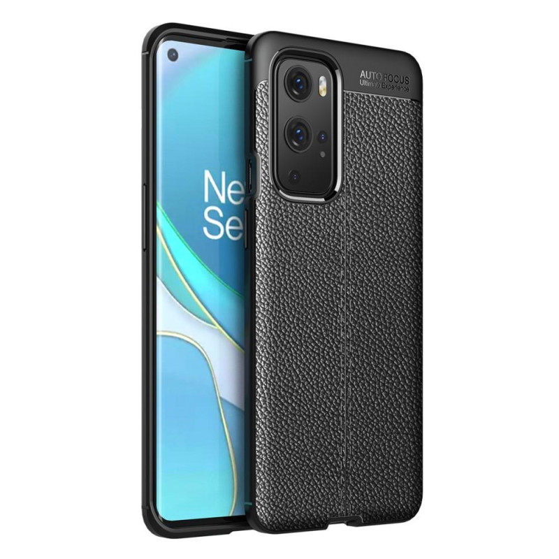 Litchi Skin Soft TPU Suojakuori - OnePlus 9 Pro - Musta
