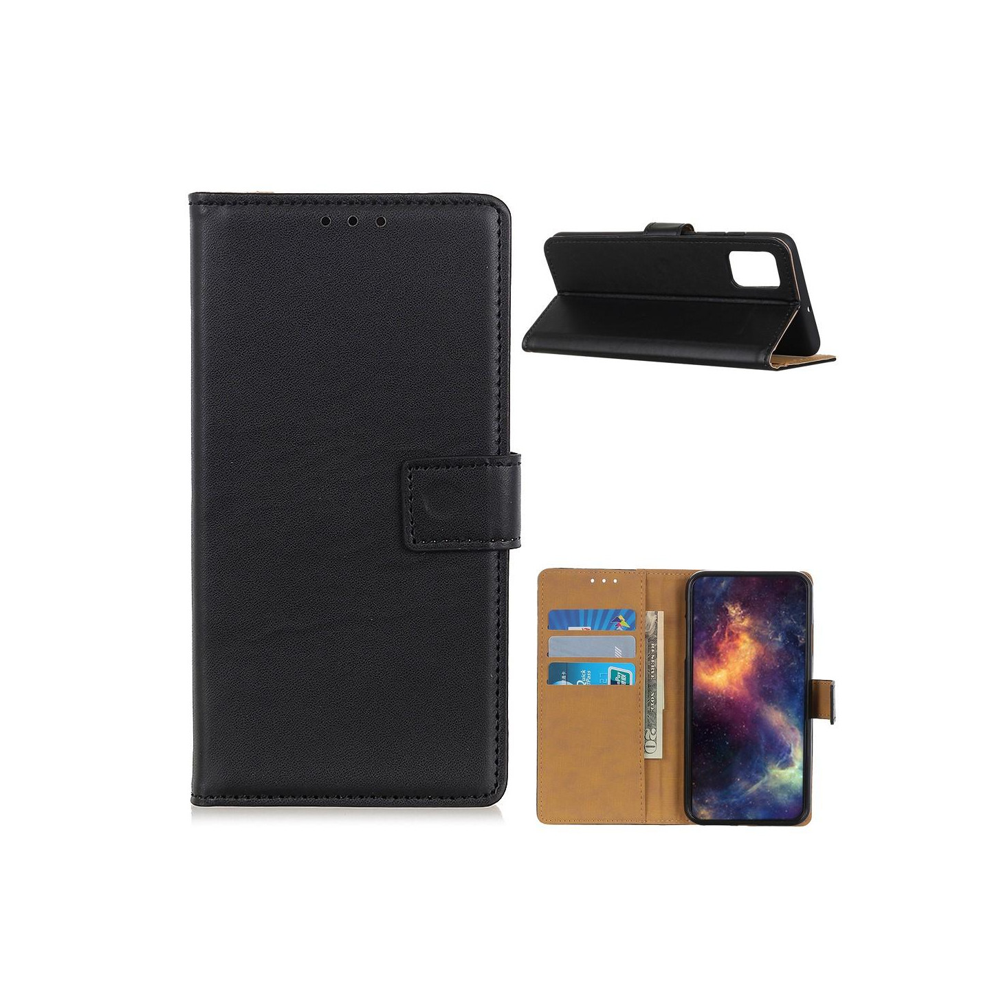 OnePlus 9 Pro Wallet Stand Protective Phone Case - Black