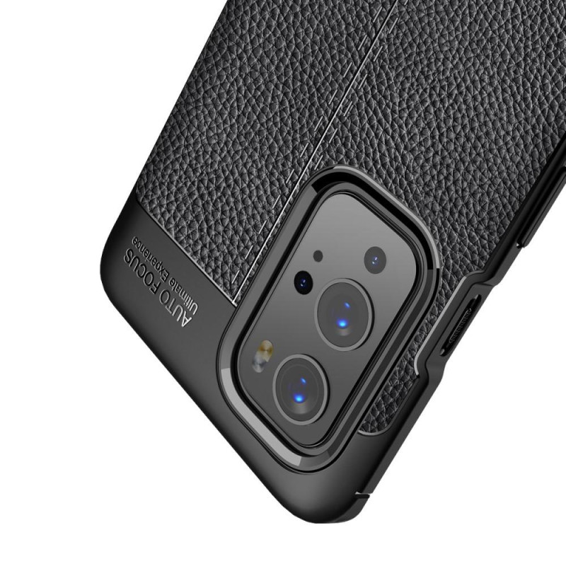 Litchi Skin Soft TPU Suojakuori - OnePlus 9 Pro - Musta