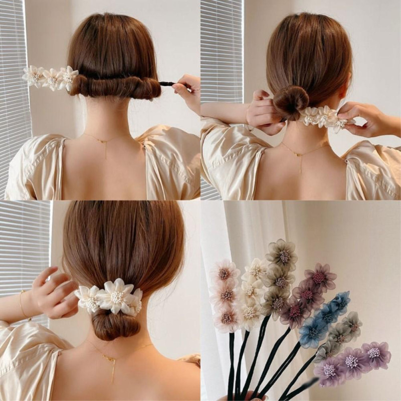 Lace Polka - dot Women Hair Bun Maker Hairstyle Making Tool
