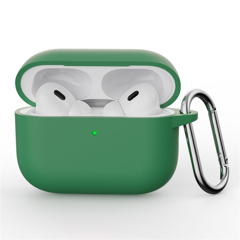 Til AirPods Pro 3 Silikondeksel Integrert Bluetooth-øretelefondeksel med krok - Pine Needle