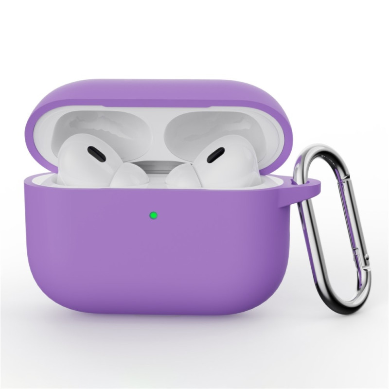 Til AirPods Pro 3 Silikondeksel Integrert Bluetooth-øretelefondeksel med krok - Lilla
